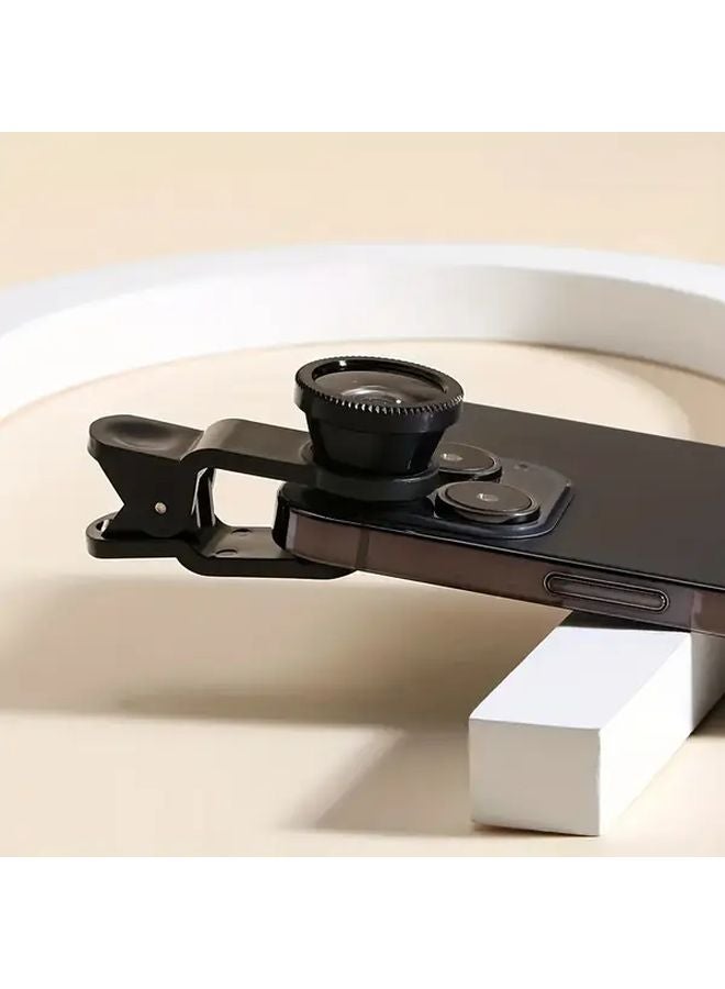 Black Universal Clip On Phone Lens Set Wide Angle Macro Fisheye - Image 5